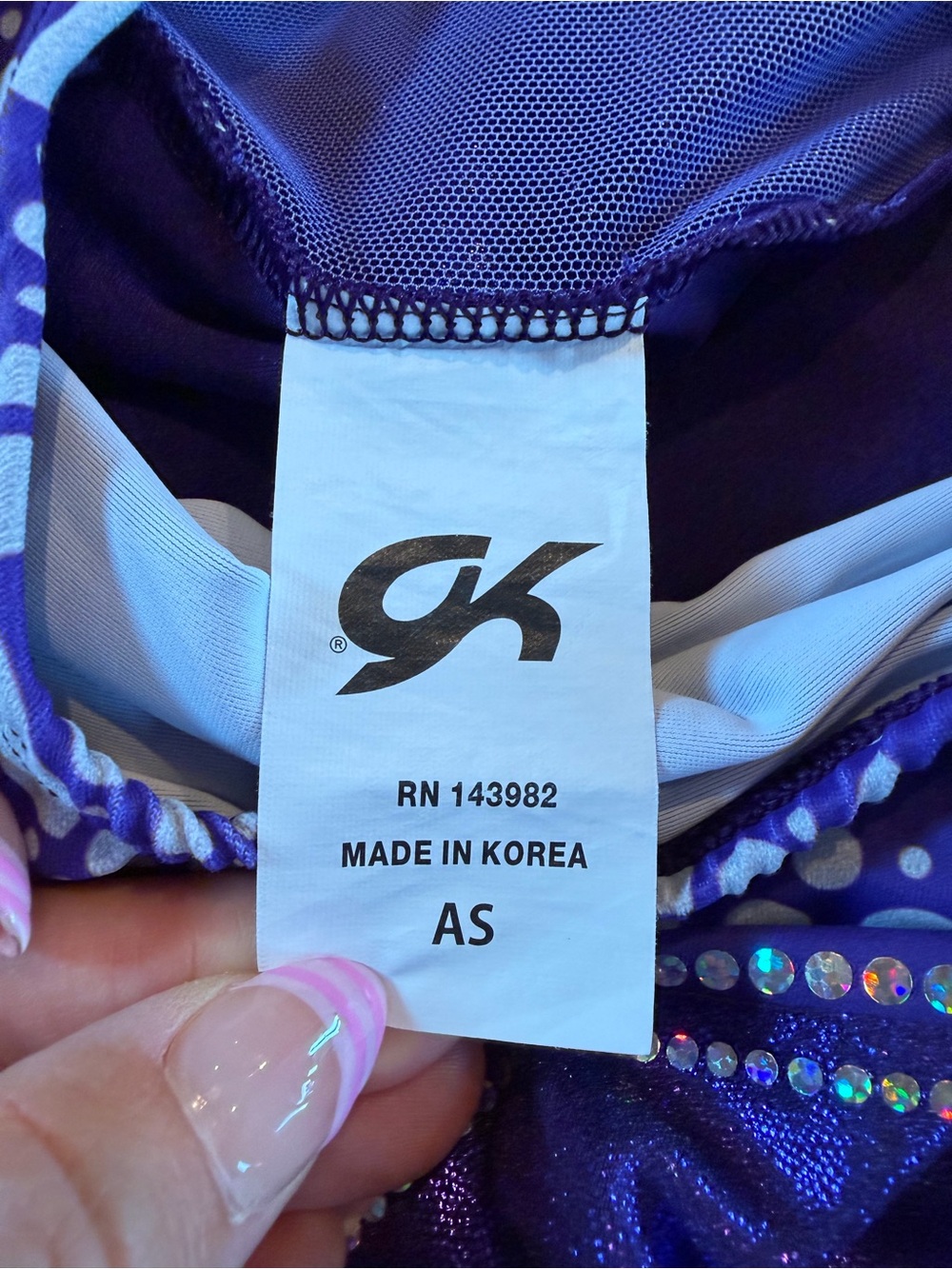 Suni Lee GK Elite Gymnastics leotard purple ombre white teardrops Adult small AS - Picture 6 of 6